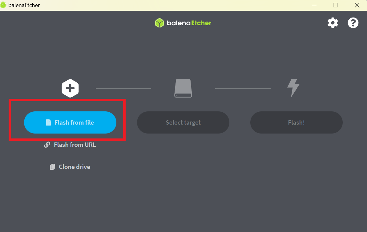 Balena Etcher — Flash from file button