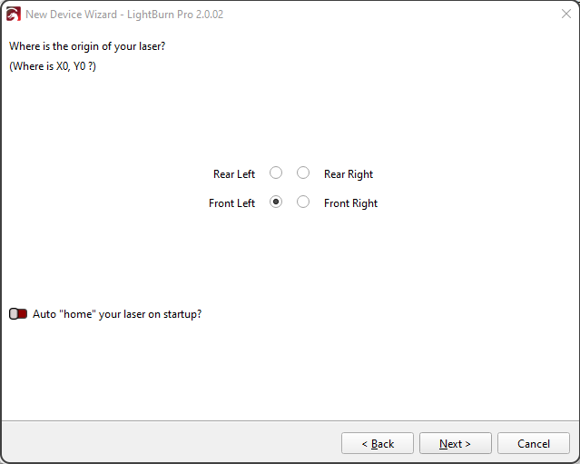 LightBurn Device Discovery Wizard